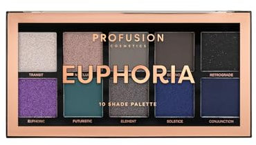 Profusion Cosmetics Euphoria Lidschatten-Palette mit 10 Farbtönen, entfesseln Sie Ihre Kreativität mit Multi-Finish-Farbtönen für glamouröse Looks von Tag zu Nacht, erhalten Sie atemberaubende