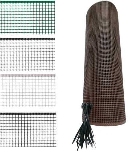 Generico Rete Balcone Protettiva in plastica per Ringhiera Cancelli e Recinzione Decorativa per Giardino Anticaduta Protezione Bambini e Animali con 100 Fascette in Omaggio (h1x10mt, Marrone)