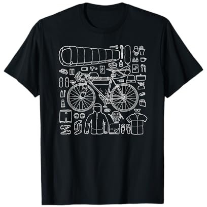 Pedal X Chain Bikepacking & Gravel T-Shirt, Unisex, Schwarz, S, Kurzarm, Klassische Passform, Polyester 100%, T-Shirt, Bike & Outdoor, Freunde & Familie, Radfahrer, Herbst & Frühling