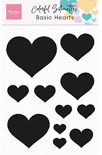 Marianne Design Transparente Stempel – bunte Silhouette – grundlegende Herzen