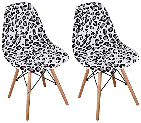 Highdi Schalenstuhl Bezug, Stuhlbezug 2/4/6 er Set Stuhlbezüge Stretch Esszimmerstühle Bezug Moderne Elastischer Stuhlhussen Abnehmbar Waschbar Küchenstühle Husse (Klassischer Leopard,2 PCS)