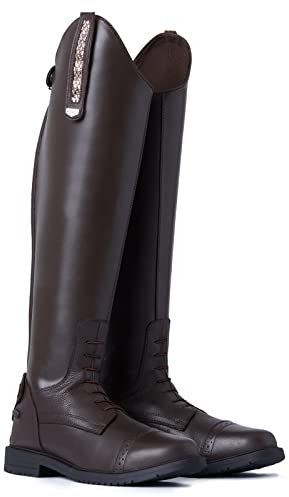 HORZE Stivali da equitazione Verona, da donna con chiusura lampo, marrone scuro., 37 EU Larga
