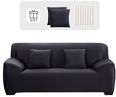 Lydevo Housse de Canapé 3 Place Housse Canapé Extensible avec Accoudoir avec 2 Housses de Coussin Couverture de Canapé Élastique Universelle Antidérapante Revêtement de Canapé(3 Places,Gris Foncé)