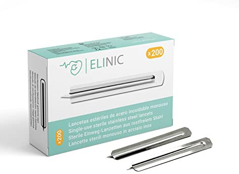Lancetas estériles de acero inoxidable (200 uds.)