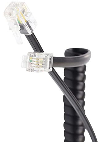 S/CONN maximum connectivity Telefonhörer-Spiralkabel, Hörerschnur, Höreranschlusskabel, Handapparateschnur, 2x Modularstecker RJ10 4P4C, schwarz, 4m