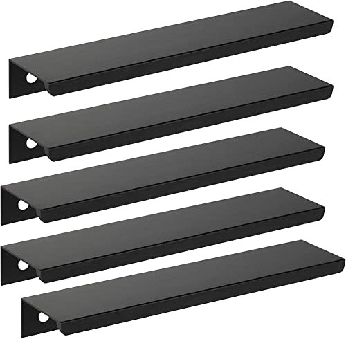JNRFTY 5 Stück Schwarz Griffe Versteckt Modernes Möbelgriffe Küchengriffe Griffe schubladengriffe Aluminium Mit Schrauben Küche Griffe Gesamtlänge 800MM