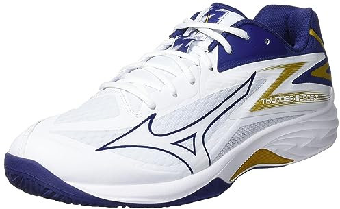Mizuno Unisex Volleyball Shoes, White Blueribbon Mp Gold, 45 EU