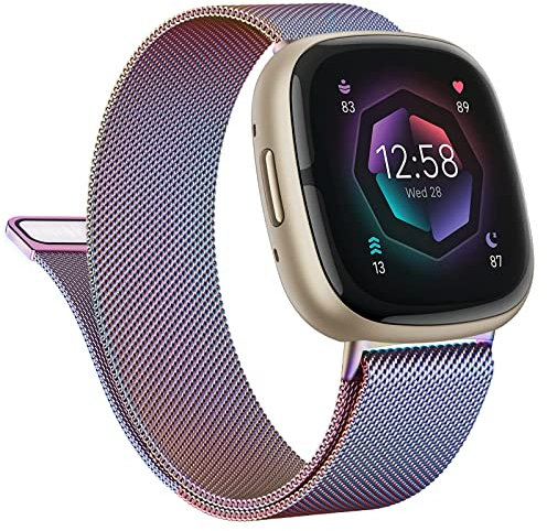 Vanjua Metallband für Fitbit Sense 2, Sense-Bänder, Fitbit Versa 4, Versa 3 Bänder für Damen und Herren, Versa 4 Smartwatch (groß, bunt)