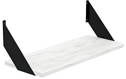 AKKE Wandregal - Hängeregal mit 18 mm Möbelplatte und Metallhalterungen - Wandablage für Moderne Wohnräume, Bücher, Pflanzen und Deko - Loft Flat 80 cm x 20 cm Weißes Handwerk