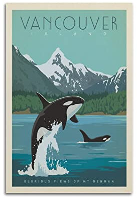 ZENGYL Vintage-Poster Vancouver Island Poster, dekoratives Gemälde, Leinwand, Wandposter und Kunstbild, modernes Familien-Schlafzimmer, Dekoration, Poster, 30 x 45 cm