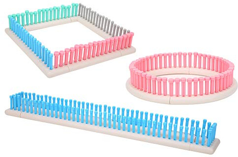 Cyrank Webstuhl-Strickset, Multifunktionaler Strickrahmen Sparse Pegs Loom DIY Montage Kunststoff-Webrahmen Mit Häkelnadel Und Nadel