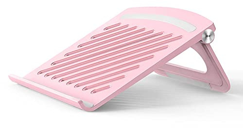 Laptop Stand, Stable Notebook Holder for Desk Voiceless Foldable Computer | Desktop Riser Adjustable Unrestricted Use Angle Ventilated Laptop Mount -Within 17'' (Pink)