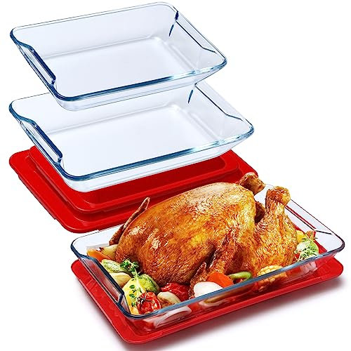 Glass Baking Dish for Oven, Glass Oven Dish Rectangular (set- 1.6+2.5+3.8L)