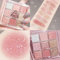 Lovelycat 9 couleurs brillant fard à paupières maquillage Palette crème texture fard à paupières poudre naturelle imperméable à l'eau durable fard à paupières poudre cosmétique (pink)
