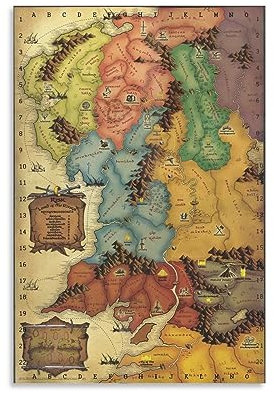 Herr der Ringe - Mittelerde - Landkarte - Kunstdruck auf Leinwand - Ästhetik - 40 x 60 cm