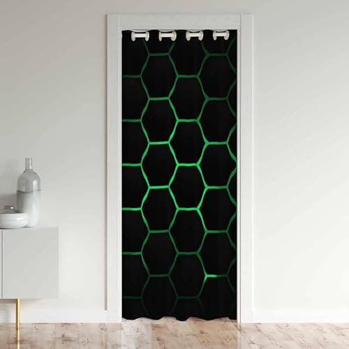 Sechseckig Türvorhang 132x203cm 3D Geometrisch Waben Vorhang für Innentür Raumteiler Luxus Beehive Sechseck Isolierte Wärmevorhänge für Schlafzimmer