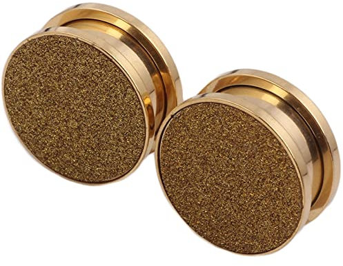 KnSam 12mm Tunnel Dehnstab Set 2er, Gold Ohrringe Matt Ohr Tunnel Hochzeit, Edelstahl Tunnel Piercing-Schmuck