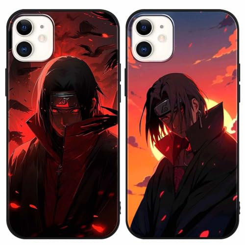 PBNDJVG 2 Stück Handyhülle für iPhone 11 Hülle 6.1 Zoll Anime Uchiha Itachi Sasuke Manga Muster Design Junge Case All Inklusiv Linsen Schutzhülle TPU Silikon Weich Ultra Dünn Cover, 07