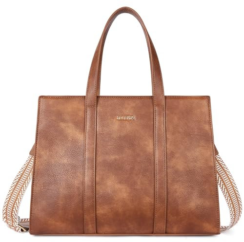 Telena Damen Schultertasche Klein Handtasche Damen Umhängetasche Henkeltasche für Frauen Tote Bag mit verstellbarem Riemen,Braun