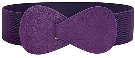 Ceinture pour femme Nouvelle ceinture élastique pour femme avec manteau en duvet Ceinture large Ceinture large Ceinture Cuir Armée (Purple, One Size)