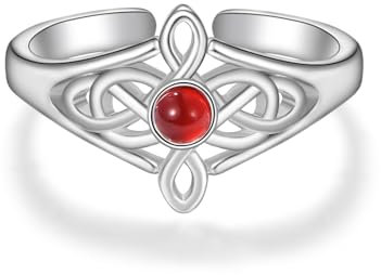 KINGWHYTE Keltische Ringe für Frauen 925 Sterling Silber Karneol Daumen Ringe Finger Ring Mutter Tochter Ringe für Frauen Damen Teenager Mädchen