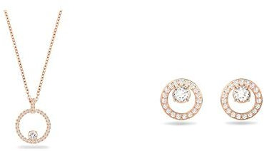 Swarovski Creativity Ohrstecker, Rund, Weiss, Roségold-Legierungsschicht & Creativity Anhänger, Rund, Weiss, Roségold-Legierungsschicht