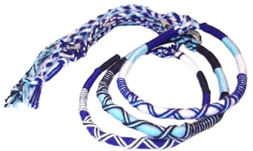 Funight Lot de 3 Bracelet brésilien d'Amitié en Coton Tressé Macramé multicolore Porte Bonheur homme femme fille garçon bleu et blanc