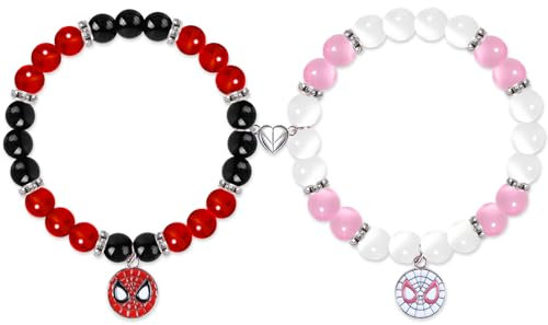 Matching Armbänder-2 Stück Matching Armbänder für Paare beste Freunde Spider Gwen Magnetische Paare Armbänder Anime Matching Armbänder Geeignet für Freunde und Paare Valentinstag Halloween Geschenke