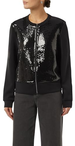Comma Damen Sweat-Jacke mit Pailletten-Besatz Sweatshirt