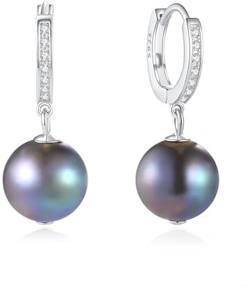 COAI Damen ohrringe silber 925 hängend mit schwarzen Süßwasserperlen Ohrringe Gold Creolen