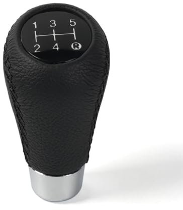 HJING Auto Schaltknauf 5 Gang,Für Volvo V50 2004+,Manueller Schaltknauf,Universal Leder Schaltknöpfe,Mit 4 Adaptern 8/10/10/12mm,A/Black