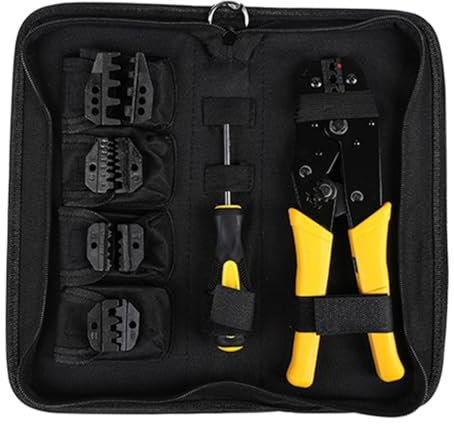 nmbhus Multifunctional Wire Crimping Pliers Engineering Ratchet Terminal Crimping Plier Electrical Hand Tool With Screw Tools Kit Set Comfortable operating handle
