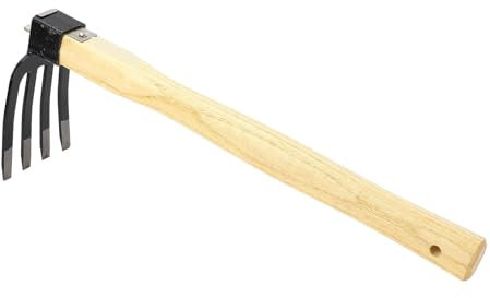 Garosa Gartenharke mit Holzgriff, Hacke, Gabel, Kombihacke, Jäten, Gartenarbeit, Handwerkzeug Zum Graben, Schneiden von Wurzeln, Jäten, Pflügen, Nivellieren, Zerkleinern von Erde