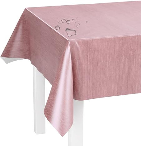 LILENO HOME Tischdecke abwaschbar als Meterware 100x140cm (Schnittkante) in Leinen Rose Motiv - Wachstuchtischdecke wasserabweisend ideal als Tischtuch o. Tischläufer für Bierzeltgarnitur