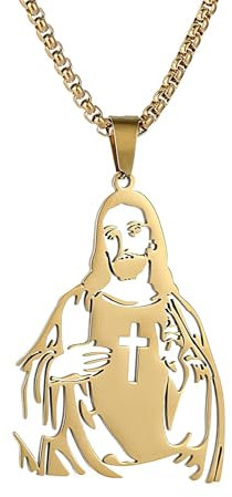 Jesus Halskette Edelstahl Jesus Halskette Katholische Jesus Halskette - Anhänger für Christliche Männer Jesus Halskette Robustes Design für Verlobung, Party, Dating, Verwendung, riferimento alla