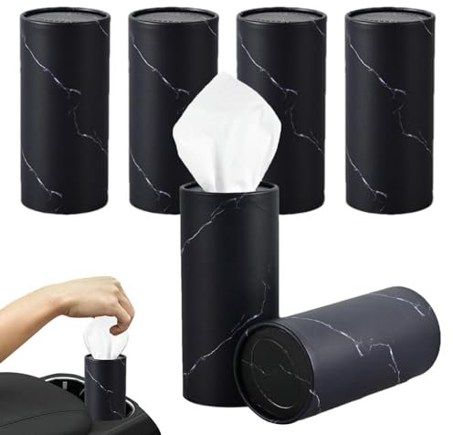 6 Pack Car Tissue Holder With Facial Tissues Bulk, Ultra Luxury Tissues | For Car Cup Holders, Home & Travel, 6 Reusable Tubes, Refill Tissues Cylinder 6 Canisters/300 Tissues