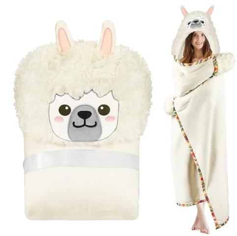 Kapuzenschal für Damen – Decke, Freizeit, Zuhause, Kleidung mit Kapuze, niedlicher Winter-Decke-Hoodie | Warmer Alpaka-Umhang aus PV-Fleece, Kapuzen-Überwurf für Zuhause, Hotel, Reisen