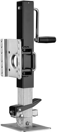 Wiltec Piede stabilizzatore per rimorchi roulotte, max 900 kg, regolabile in altezza con manovella, con pedale e perno di sicurezza