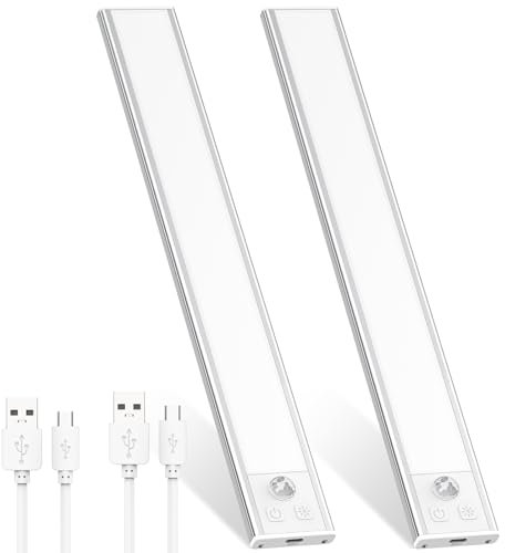 OUILA Unterbauleuchte Küche LED 31CM Schrankbeleuchtung mit Bewegungsmelder USB-C wiederaufladbar LED-Licht Dimmbar kabellos Nachtlicht für Küche Kleiderschrank Schrank 2 Stück
