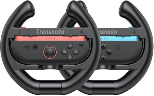 TRANSNOVO 2er Set Lenkrad Kompatibel mit Nintendo Switch 2 Joy-Cons Zubehör Controller Rennräder Rutschfest Ergonomisch Schwarz für Mario Kart 8 Deluxe