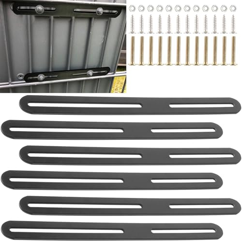 SHUESS Kit de fixation pour boîte aux lettres de clôture - 280 x 24,5 x 3 mm - Noir - Clôture double fil réglable - Connecteur plat en acier inoxydable avec trou oblong pour clôture, boîte aux lettres