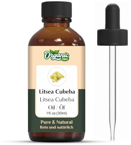 Organic Zing Litsea Cubeba Oil | Pure & Natural Essential Oil for Aroma & Diffusers - 30ml/1.01fl oz