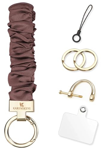 Generisch KARENSEKEYS Scrunchy-Schlüsselband-Armbändchen – Schlüsselanhänger für Autoschlüssel mit D-Ring, dehnbare Handy-Accessoires mit Befestigungsöse für Frauen.