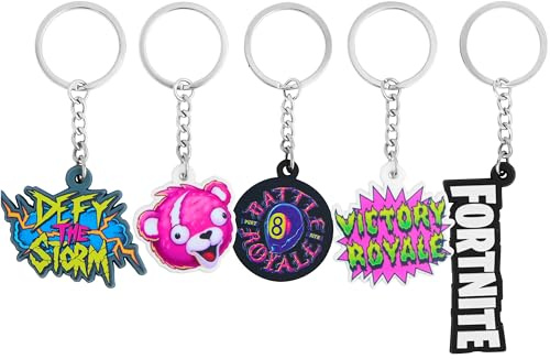 Fortnite Porte Clés Homme, Ado et Garçon, Lot de 5, Accessoires Légers et Durables pour Clés, Sacs, Sac à Dos, Voiture, Maison, Idée Cadeau Gamer