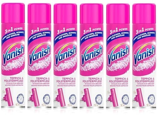 Vanish Power Schaum Teppichreiniger – Teppich Reinigungsmittel – Extra stark gegen Schmutz, schlechten Geruch & Staub – 6 x 650 ml