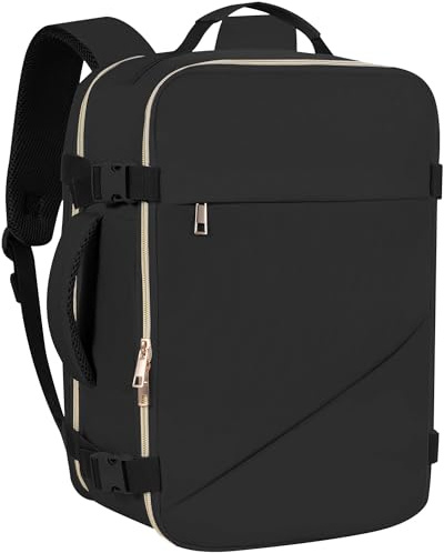 NatuFuse Ryanair Handgepäck Rucksack 40x20x25cm,Reiserucksack für Flugzeug mit 14 Zoll Laptop, Damen & Herren Kabinentasche, Schwarz