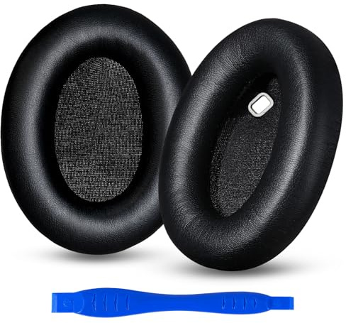Aurivor Ersatz-Ohrpolster Kissen für Sony XM4 Kopfhörer, WH-1000XM4 Ohrkissenr-Auflagen mit weichem Proteinleder, schalldämmendem Memory-Schaum, erhöhter Dicke und Sensor-kompatiblem Design (Schwarz)