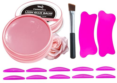 PERMANIA Colla Laminazione Ciglia, Colla Laminazione Sopracciglia, Lash Lift Glue Balm con Bigodini Sollevamento Ciglia