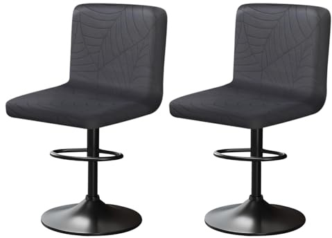 YINGAYOU Stuhlhussen für Barhocker mit Lehne Stretch Barhocker Stuhlhussen mit Blattmuster, Sehr Weich und Elastisch, Einfach Anzubringen Knitterfrei, Waschbar, Staubdicht (2, Grau)