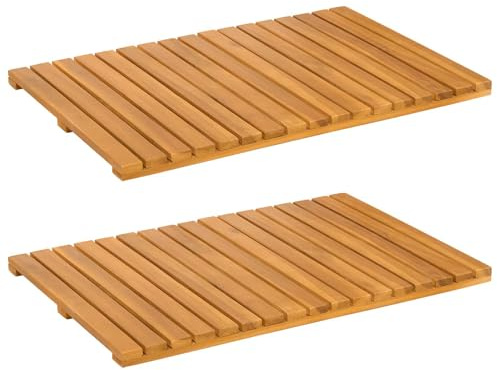 vidaXL Badematte Uni Braun 60 x 40 cm Massives Akazienholz